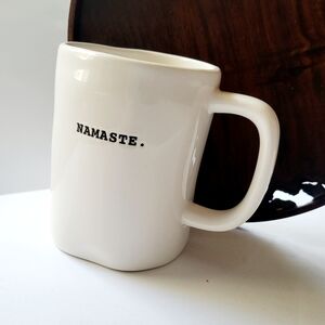Rae Dunn Artisan Collection Magenta "NAMASTE" Typewriter Font 16oz Ceramic Mug